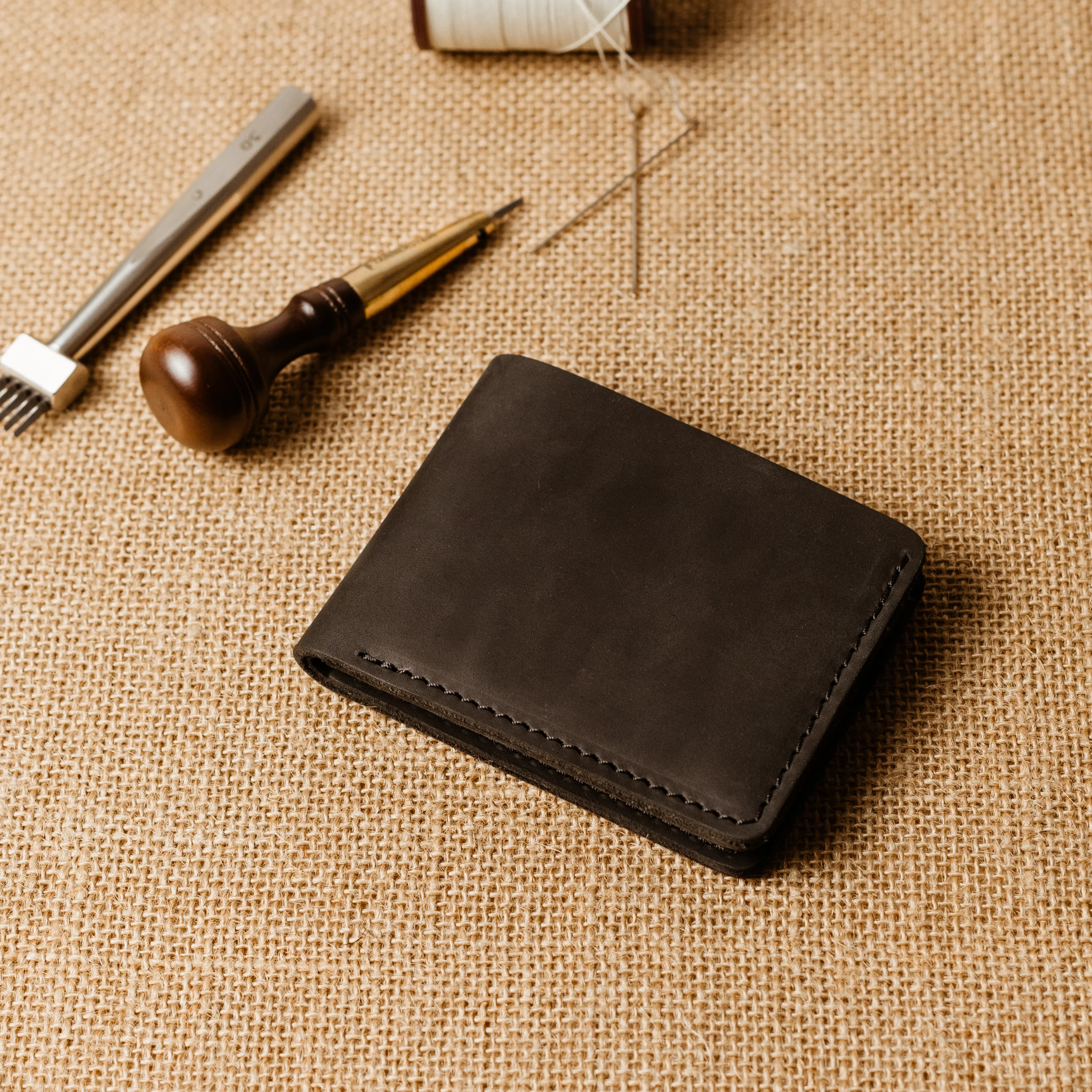Bureau Leather Bifold Wallet | Charcoal Black - Image 4