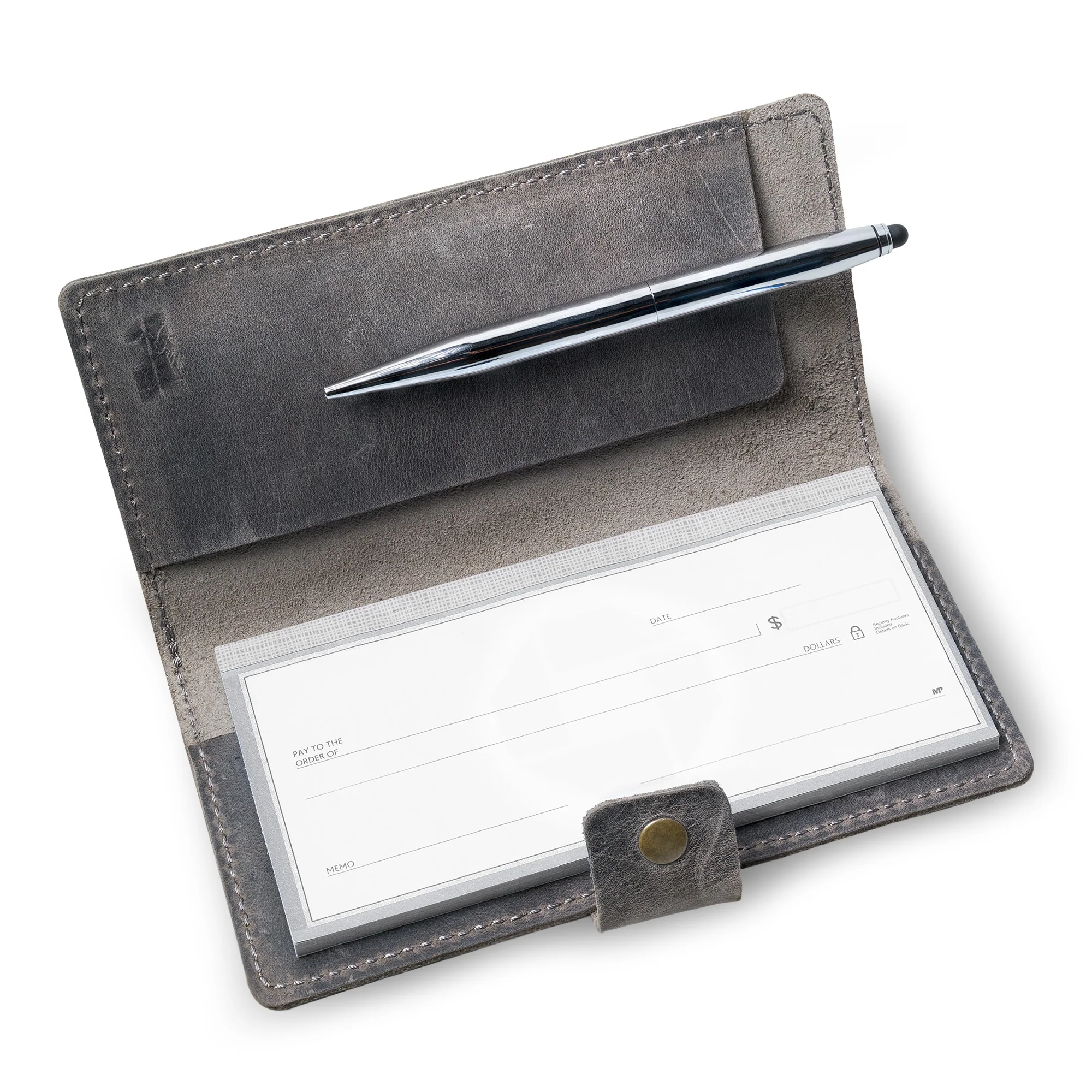Clark Leather Checkbook Cover | Rock Gray - Image 3