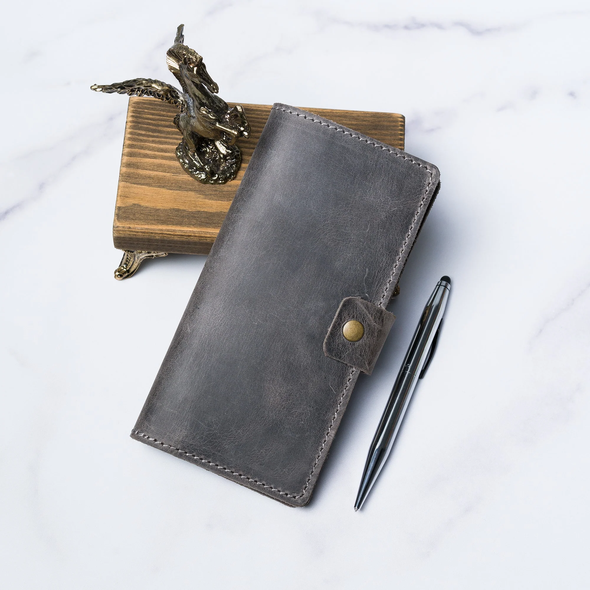 Clark Leather Checkbook Cover | Rock Gray - Image 6