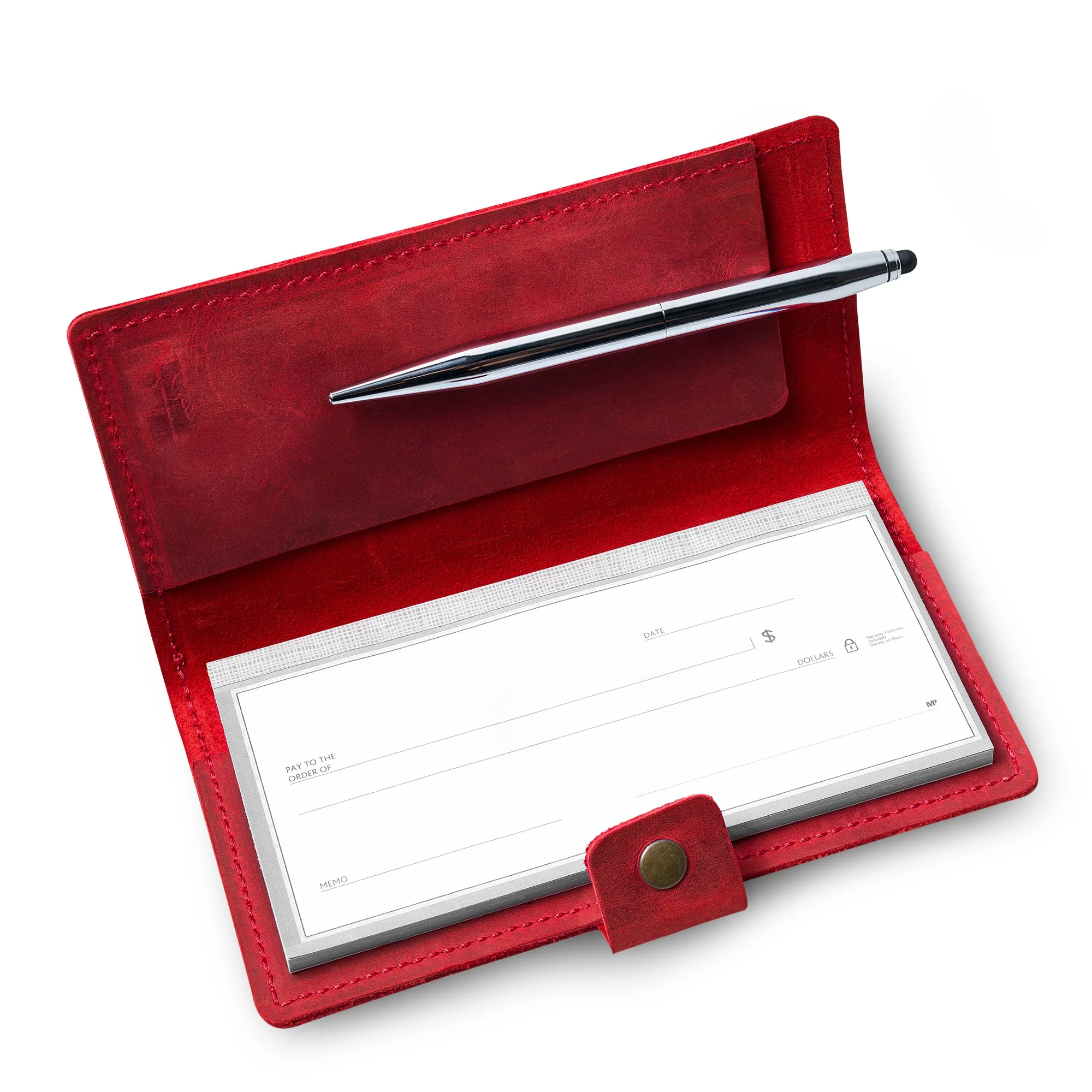 Clark Leather Checkbook Cover | Rose Red - Image 3