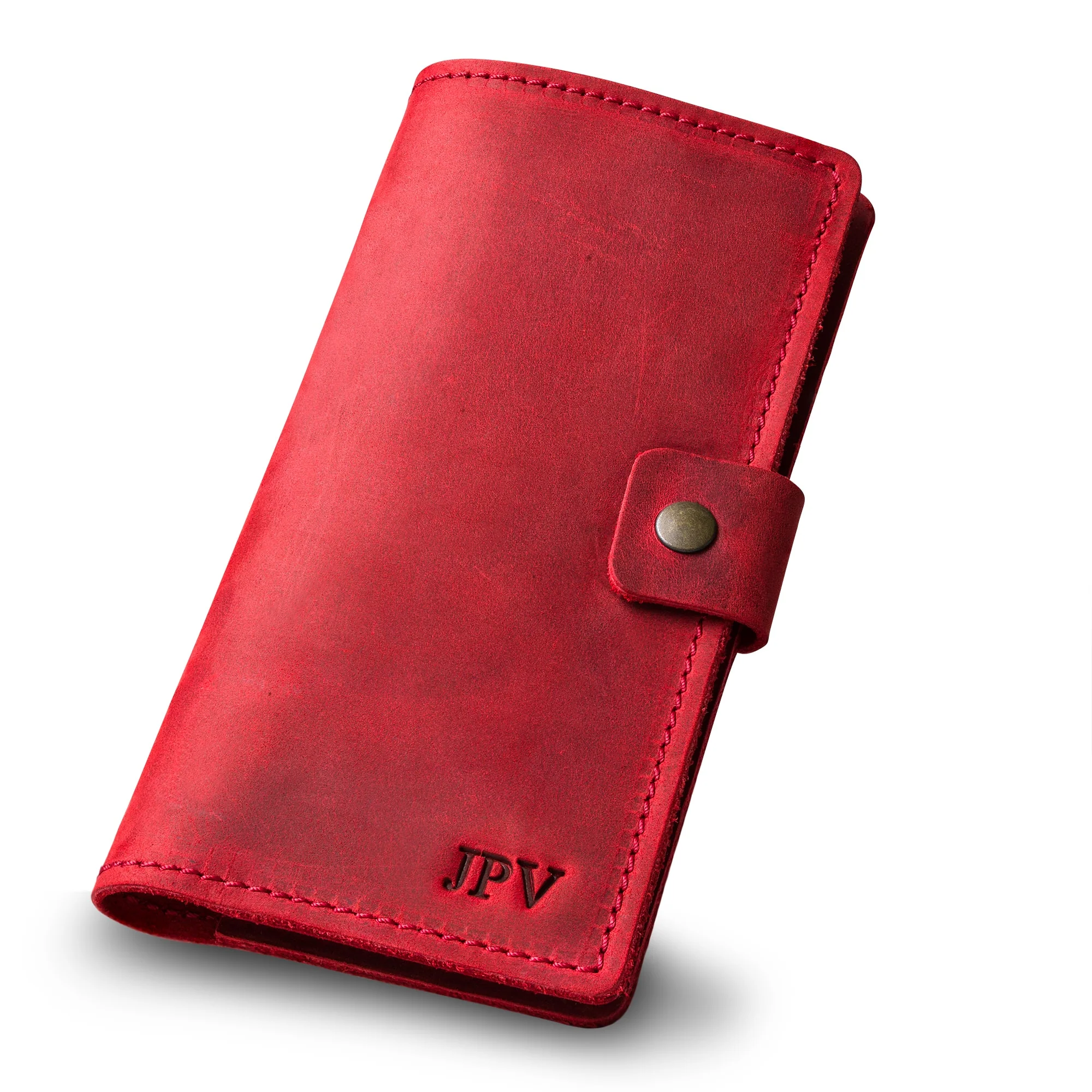 Clark Leather Checkbook Cover | Rose Red - Image 5
