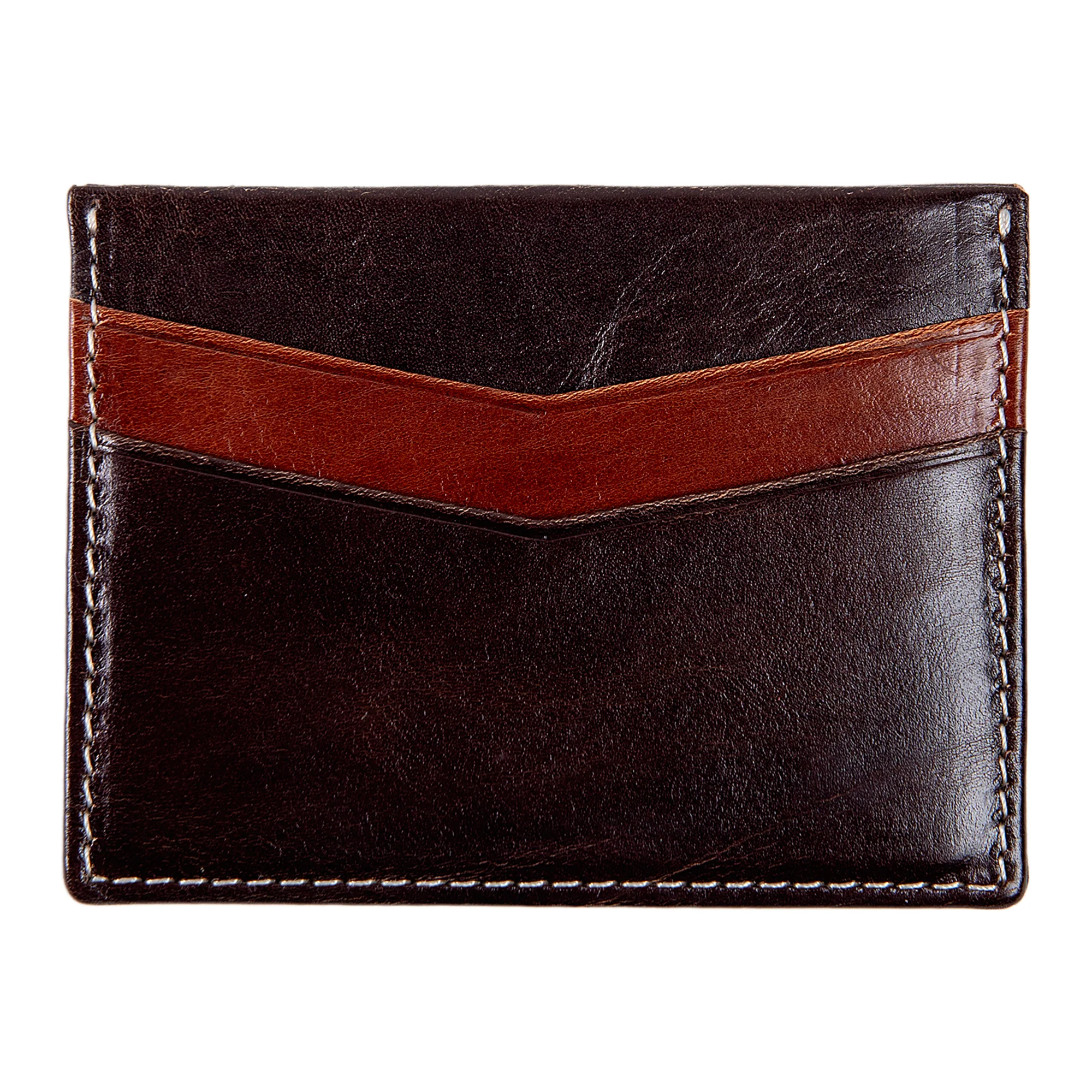 Ricky | Italian Leather Card Holder | Dark Brown & Rum - Image 2