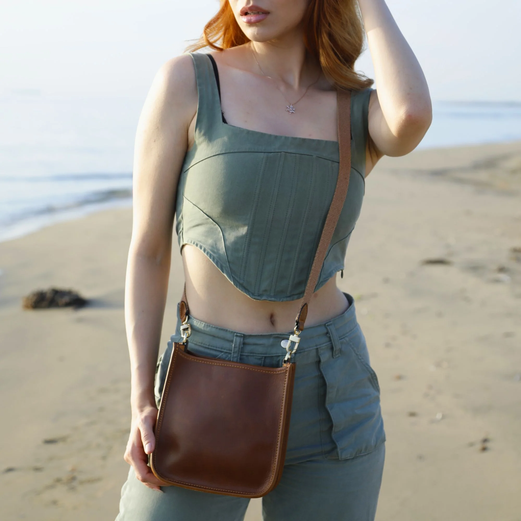 Spring | Hobo Crossbody Bag | Dark Brown w/ Gold Hardware - Image 4